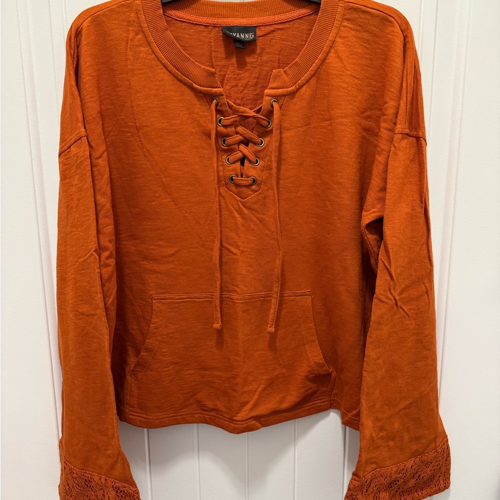 Shyanne Orange Lace-Up Sweatshirt